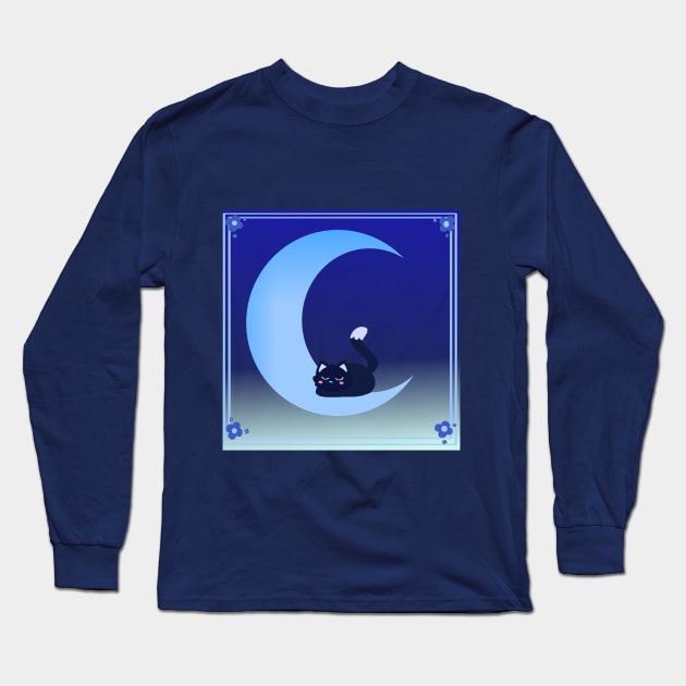 Moon cat Long Sleeve T-Shirt by Ashe Cloud